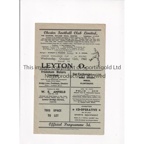 688 - FOOTBALL LEAGUE CUP FIRST SEASON 1960-1 / CHESTER V LEYTON ORIENT     Programme for the tie at Chest... 