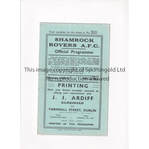 69 - SHAMROCK ROVERS      Programme for the home match v Drumcondra 29/12/1940, slightly creased and stap... 