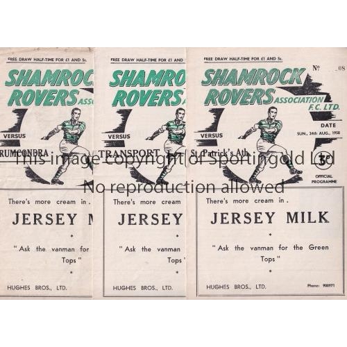 75 - SHAMROCK ROVERS     Nine home programmes: 1958/9 v St. Patricks Athletic 24/8/1958, Transport 7/9/19... 