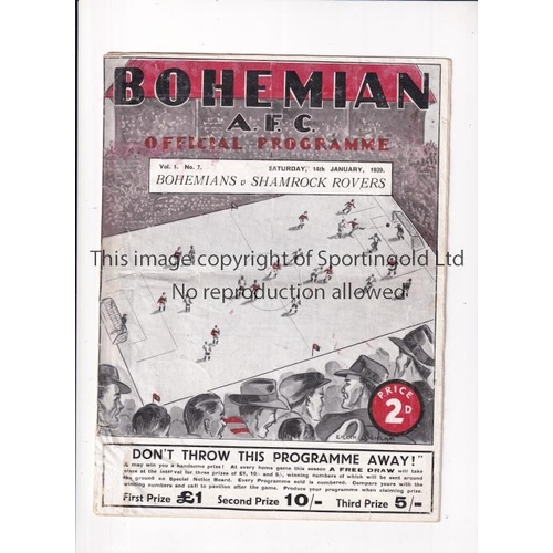 76 - BOHEMIANS V SHAMROCK ROVERS 1939      Programme for the first season of issue at Bohemians 14/1/1939... 