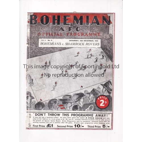 78 - BOHEMIANS V SHAMROCK ROVERS 1939      Programme for the match at Bohemians 16/12/1939, Volume 2 No. ... 