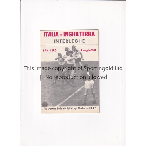 8 - ITALY V ENGLAND 1964    Programme for the Inter-League match in Milan 9/5/1964.    Very good