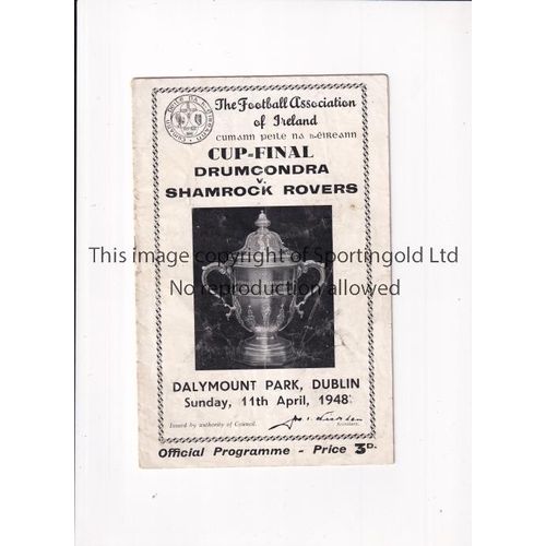 84 - F.A. IRELAND CUP FINAL 1948      Programme for Shamrock Rovers v Drumcondra 11/4/1948 at Dalymount P... 