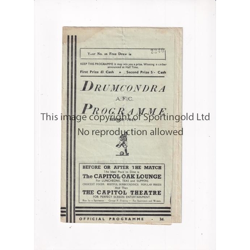 89 - DRUMCONDRA V SHAMROCK ROVERS 1941     Programme for the match at Tolka Park 30/11/1941, slight horiz... 