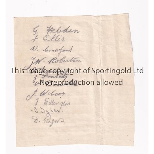 1172 - GILLINGHAM 1928-29  Sheet of Gillingham autographs, 1928-29, eleven signatures, Hebden, Ellis, Crawf... 