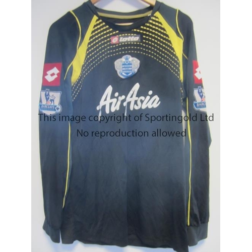 1184 - QPR JERSEY    Goalkeeper jersey worn by Paddy Kenny when keeping goal for QPR. Black jersey with yel... 