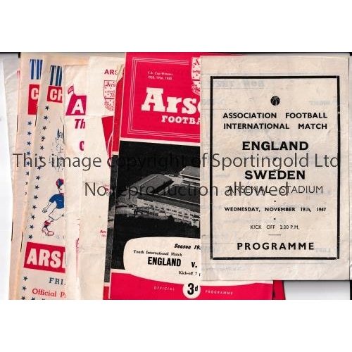 1190 - NEUTRALS AT ARSENAL   Collection of ten programmes for games at Arsenal, includes pirate issue Engla... 