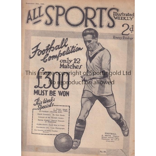 1209 - ALL SPORTS MAGAZINES    Two weekly magazines, 18/9/1920 and 25/8/1923 which is ex-binder and a loose... 