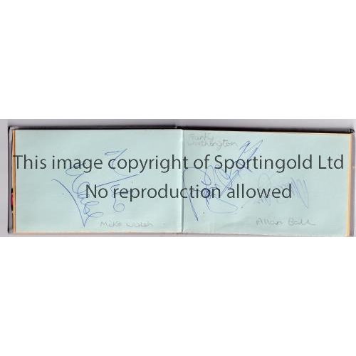 1210 - FOOTBALL AUTOGRAPHS       Autograph book containing 18 footballer signatures including Alan Ball, Na... 