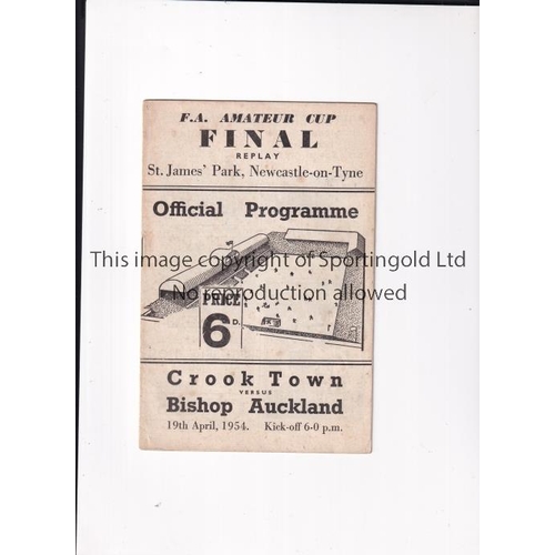 17 - 1954 F.A. AMATEUR CUP FINAL REPLAY AT NEWCASTLE UNITED F.C. / AUTOGRAPHS     Programme for Crook Tow... 