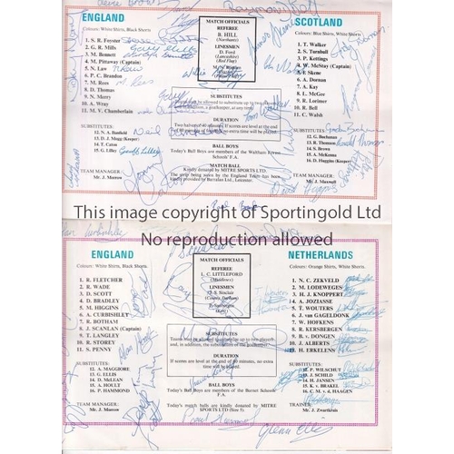 2 - ENGLAND / SCOTLAND / NETHERLANDS / SCHOOLBOY FOOTBALL AUTOGRAPHS      Four programmes for England ho... 