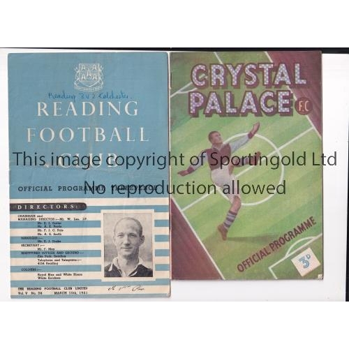 22 - COLCHESTER UNITED 1950/1 / FIRST LEAGUE SEASON     Two away programmes v Crystal Palace 2/9/1950 and... 