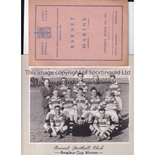 31 - 1946 AMATEUR CUP SEMI-FINAL AT DULWICH HAMLET / BARNET      Programme for Barnet v Marine 30/3/1946,... 