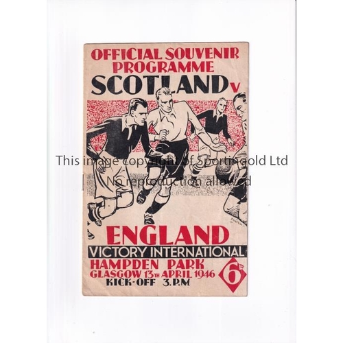 414 - SCOTLAND V ENGLAND 1946      programme for the Victory International at Hampden Park 13/4/1946, very... 