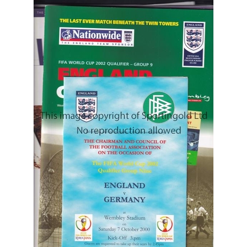 424 - WEMBLEY STADIUM 2000 / END OF AN ERA       Programme and FA Luncheon Menu for England v Germany 7/10... 