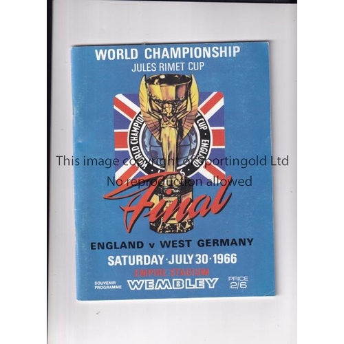 480 - 1966 WORLD CUP FINAL      A replica programme for England v West Germany.    Generally good