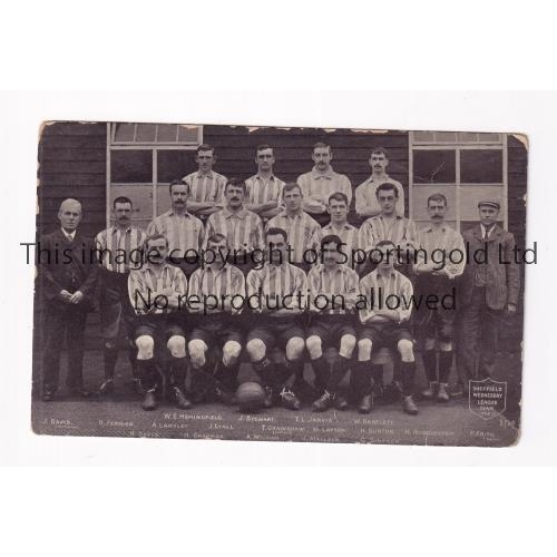 481 - SHEFFIELD WEDNESDAY 1904-05   Team group postcard , Sheffield Wednesday, 1904-05, sixteen players an... 