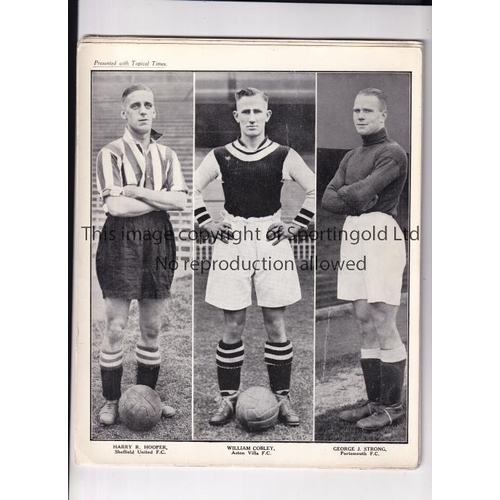 485 - TOPICAL TIMES 1937  Set of eight uncut triple portrait cards , footballers, issued in 1937 by Topica... 