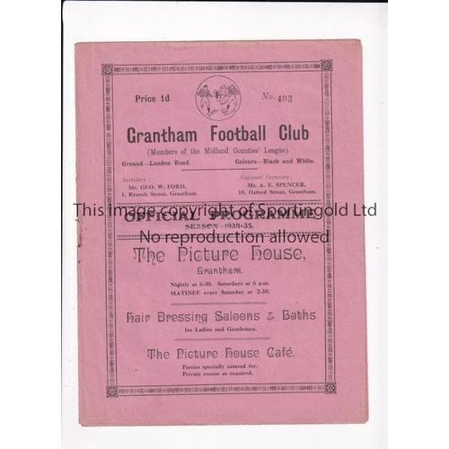 GRANTHAM BRADFORD PA 1934 Grantham home programme v Bradford Park