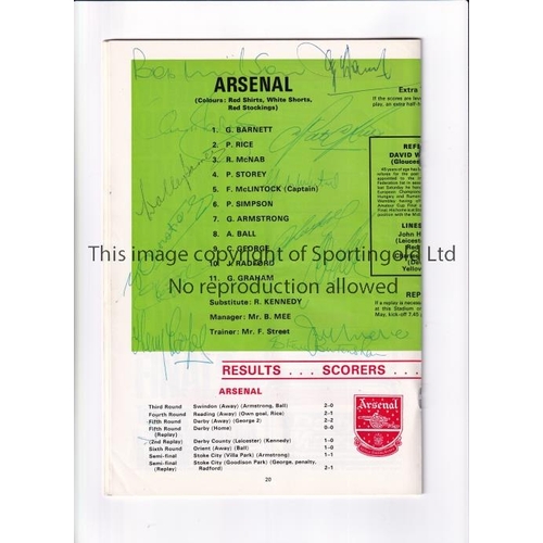 811 - 1972 FA CUP FINAL AUTOGRAPHED PROGRAMME         The Arsenal side of the line-up page has 13 signatur... 