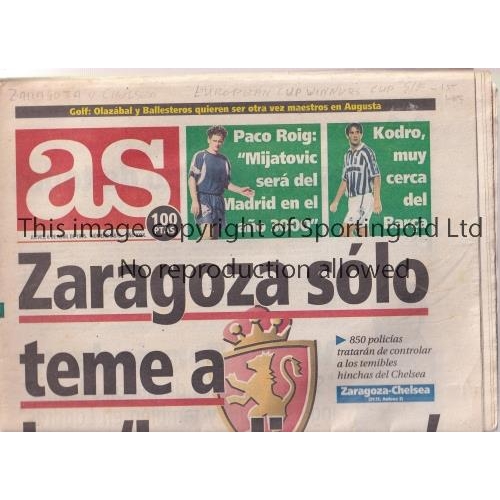 819 - REAL ZARAGOZA- CHELSEA  1995    Two issues of Spanish Daily Sports newspapers, Marca and AS , both d... 