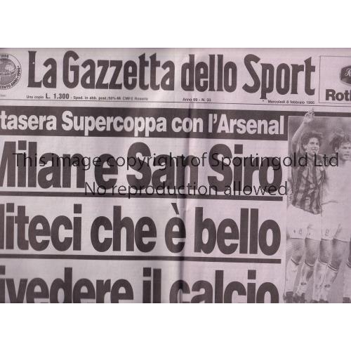 820 - AC MILAN V ARSENAL 1995 UEFA SUPERCUP   Issue of La Gazetta dello Sport , Italian sports newspaper d... 