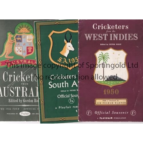 822 - CRICKET     Three Playfair Tour brochures, West Indies 1950, South Africa 1951 and Australia 1956 cr... 