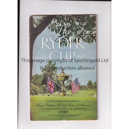 852 - GOLF-RYDER CUP 1953   Official programme for the 1953 Ryder Cup between Great Britain and the United... 