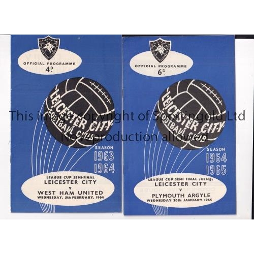 856 - LEAGUE CUP SEMI-FINALS   Two Leicester home programmes , both League Cup Semi-Finals, 5/2/64 v West ... 