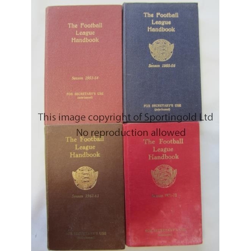 857 - FOOTBALL LEAGUE HANDBOOKS  Four hardback Football League official handbooks, 53/4, 55/6, 62/3, and 7... 