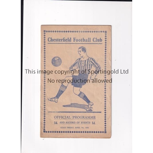 CHESTERFIELD V NEWCASTLE UNITED 193839 Chesterfield home programme v