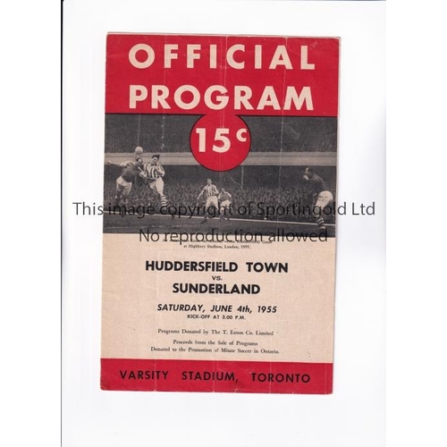 15 - HUDDERSFIELD TOWN V SUNDERLAND 1955 IN CANADA      Programme for the match in the Varsity Stadium, T... 