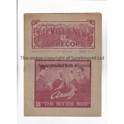 1576 - MANCHESTER UNITED       Joint issue Aston Villa programme for the Reserve Team Central League match ... 