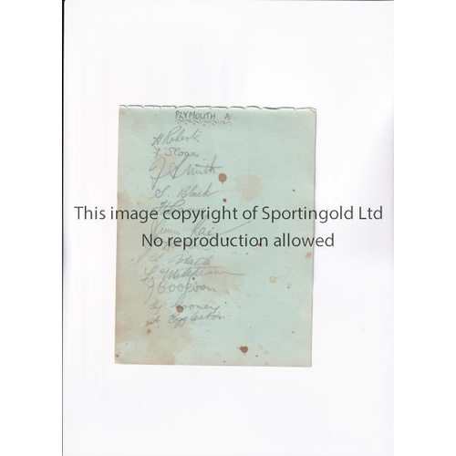 1578 - PLYMOUTH ARGYLE 1935/6 AUTOGRAPHS     An album sheet signed by 12 players including Roberts, Sloan, ... 