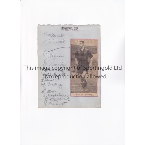 1580 - BRADFORD CITY 1935/6 AUTOGRAPHS      Album sheet signed by 12 players including McDerrmott, Moore, J... 