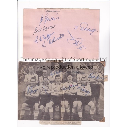 1586 - NORWICH CITY AUTOGRAPHS      An album sheet with 6 signatures from the early 1950's plus a newspaper... 