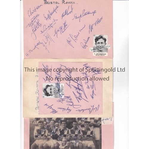 1587 - BRISTOL ROVERS AUTOGRAPHS     Three album sheets with 26 signatures from the early 1950's and a team... 