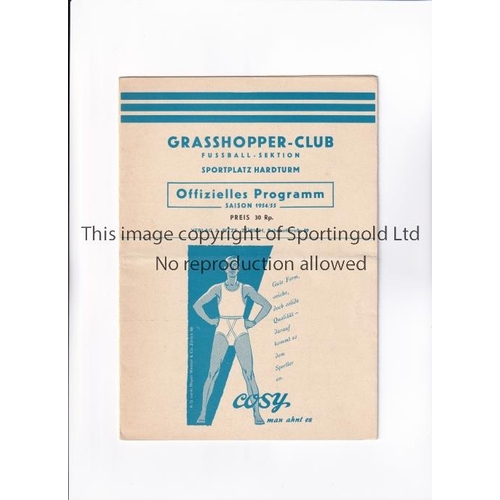 17 - ARSENAL     Programme for the away Friendly v Grasshoppers 11/5/1955, slight horizontal crease.     ... 