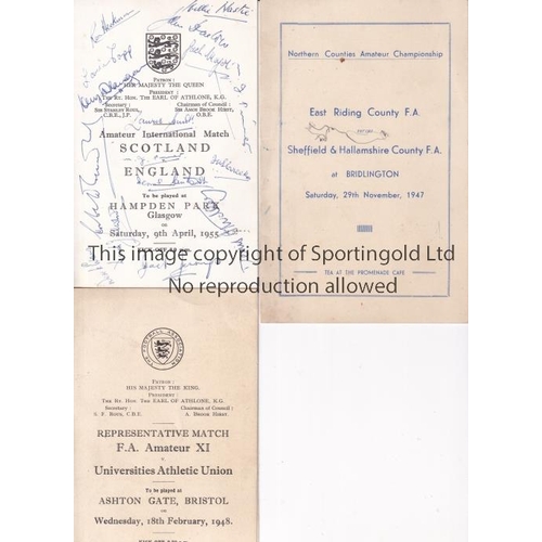 1940 - ENGLAND AMATEUR FOOTBALL AUTOGRAPHS 1955     England v Scotland Amateur international, 9/4/1955 play... 