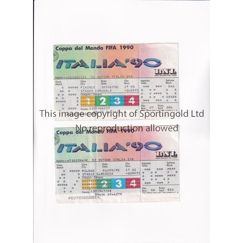 1970 - 1990 WORLD CUP ITALY     Two tickets: Argentina v Yugoslavia 30/6/1990 in Florence and Czechoslovaki... 