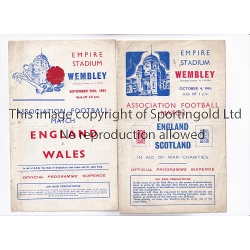 2 - ENGLAND      Two home programmes for War-time Internationals at Wembley v Scotland 4/10/1941 and Wal... 