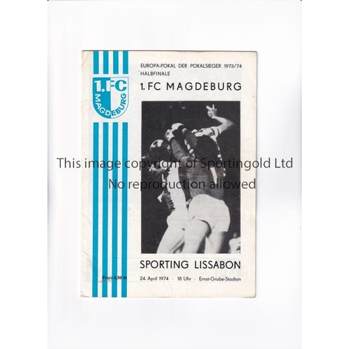 26 - MAGDEBURG V SPORTING LISBON 1974 ECWC SEMI-FINAL      Programme for the 2nd Leg at Magdeburg 24/4/19... 