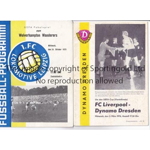 27 - WOLVES / LIVERPOOL IN EAST GERMANY        Two programmes: Lokomotive Leipzig v Wolves 24/10/1973 and... 