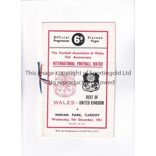 28 - WALES V UNITED KINGDOM 1951 / WALES 75TH ANNIVERSARY      VIP programme with no price and bound with... 