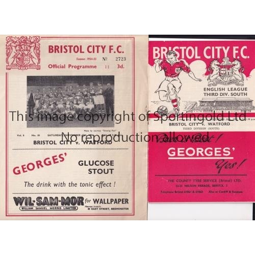 49 - BRISTOL CITY V WATFORD      Two programmes for League matches at Bristol City 20/12/1952, team chang... 