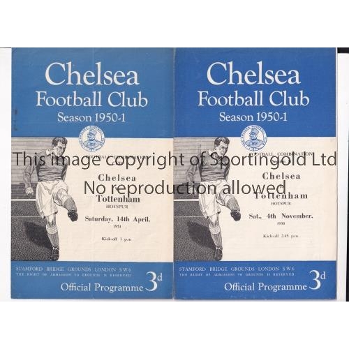 52 - CHELSEA V TOTTENHAM HOTSPUR    Two programmes for Reserve Team matches at Chelsea 4/11/1950 and 14/4... 