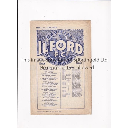 60 - ILFORD V HENDON 1947      Programme for the Amateur Cup tie at Ilford 18/1/1947, very slightly creas... 