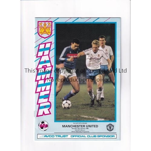 119 - WEST HAM UNITED V MANCHESTER UNITED 1986 FA CUP POSTPONED        Programme for the tie at West ham s... 