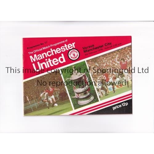 120 - MANCHESTER UNITED V MANCHESTER CITY 1978 POSTPONED         Programme for the League match at United ... 