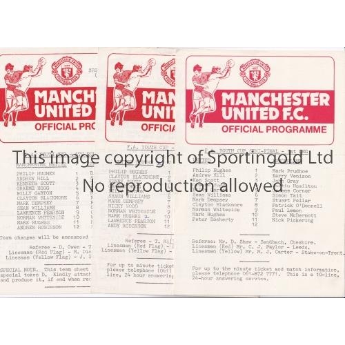 169 - MANCHESTER UNITED      Three home single sheet programmes for FA Youth Cup ties in season 1981/2 v L... 